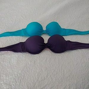 Two bikini tops never worn each size 34A